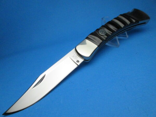 Custom Buck 110 Buffalo Jigged Bone Automatic Conversion Switchblade Knife