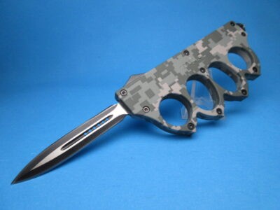 1918 OTF Digital Gray Camo Knuckle Knife Switchblade
