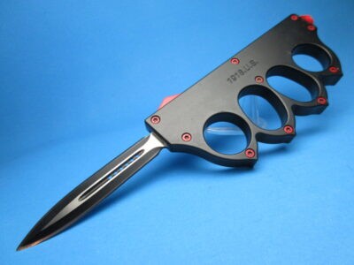 1918 OTF Black & Red Knuckle Knife Switchblade