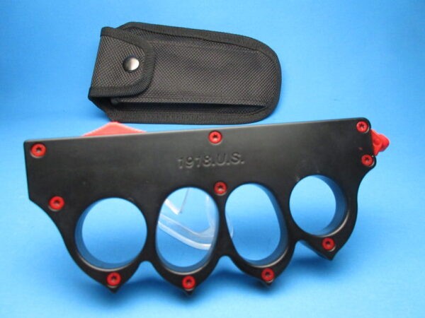 1918 OTF Black & Red Knuckle Knife Switchblade - Image 3