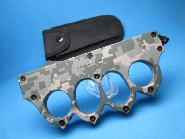 1918 OTF Digital Gray Camo Knuckle Knife Switchblade - Image 3