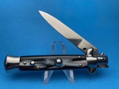 Italian Stiletto 8" Imit. Buffalo Horn Flat Grind Switchblade