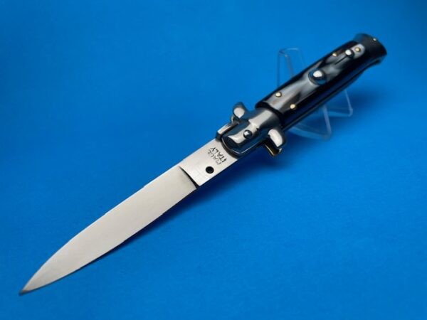 Italian Stiletto 8" Imit. Buffalo Horn Flat Grind Switchblade