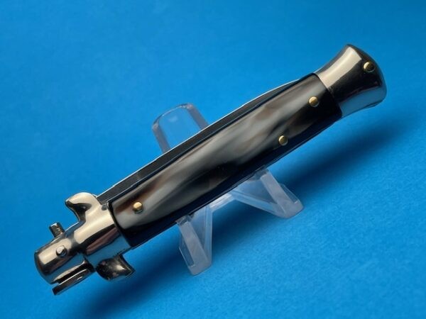 Italian Stiletto 8" Imit. Buffalo Horn Flat Grind Switchblade