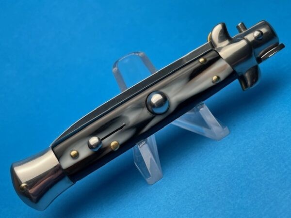 Italian Stiletto 8" Imit. Buffalo Horn Flat Grind Switchblade