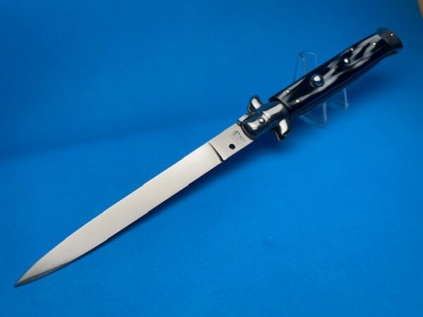 Italian Stiletto 11" Imit. Buffalo Horn Flat Grind Switchblade