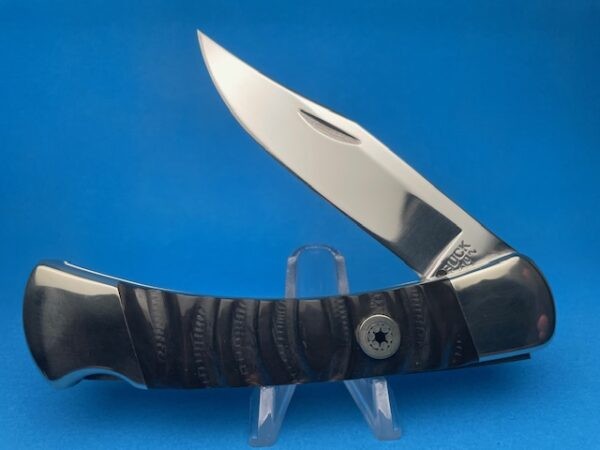 Custom Buck 110 Buffalo Jigged Horn Automatic Conversion Switchblade Knife