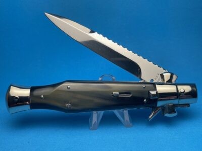 AGA Black Widow Brazilian Horn Double Filework Switchblade #2