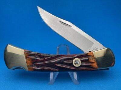 Custom Buck 110 Jigged Bone Automatic Conversion Switchblade Knife