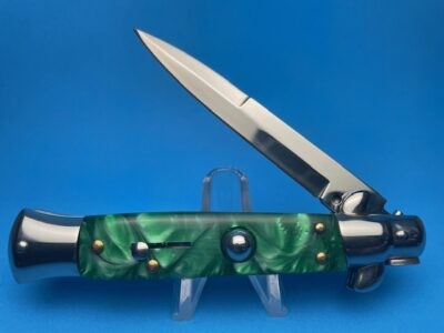 AKC World 9” Italian Stiletto Green Pearlex Bayonet