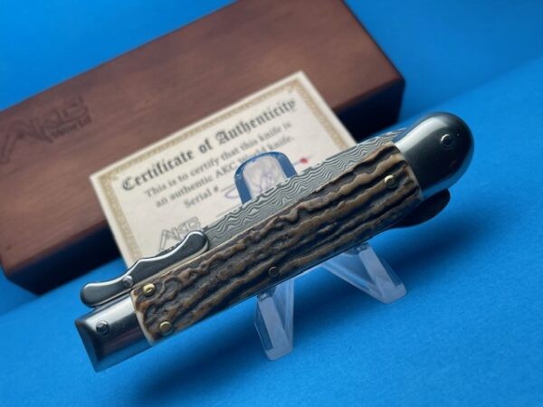 7" AKC Medici Stag Horn Damascus Swinguard - Image 4