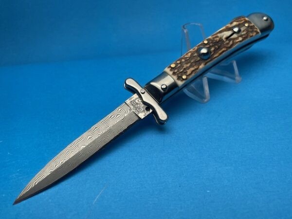 7" AKC Medici Stag Horn Damascus Swinguard - Image 3