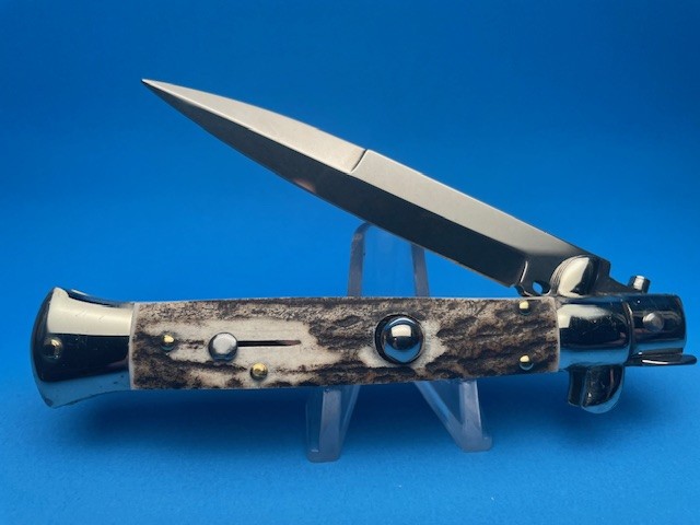 Frank Beltrame 9" Stag Horn Bayonet Picklock Switchblade