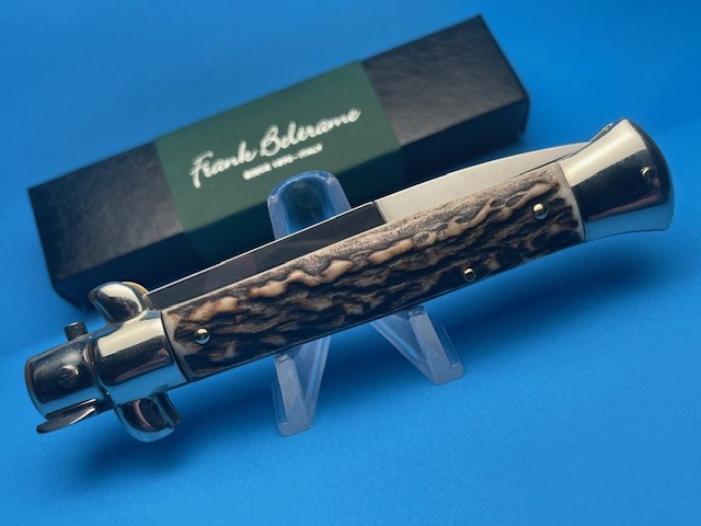 Frank Beltrame 9" Stag Horn Bayonet Picklock Switchblade - Image 5