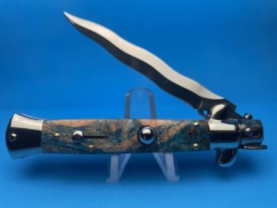Frank Beltrame 9" Blue Briarwood Kriss Picklock Switchblade
