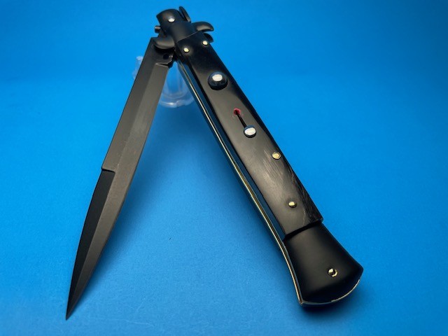 Frank Beltrame 11" Black Beauty Buffalo Tactical Red Dot Bayonet Switchblade - Image 2