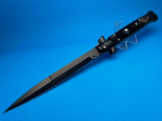 Frank Beltrame 11" Black Beauty Buffalo Tactical Red Dot Bayonet Switchblade - Image 3