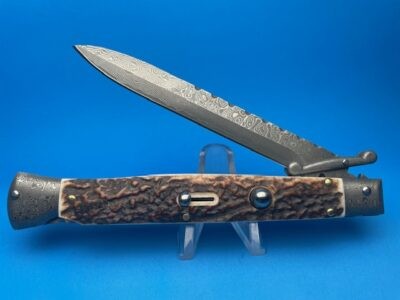 11'' AKC World Stag Horn Damascus Fileworked Bayonet Swinguard